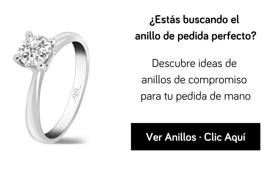 anillo de compromiso con diamante y enlace para ver seleccion de anillos de pedida en Alicante en Joyeria Marga Mira